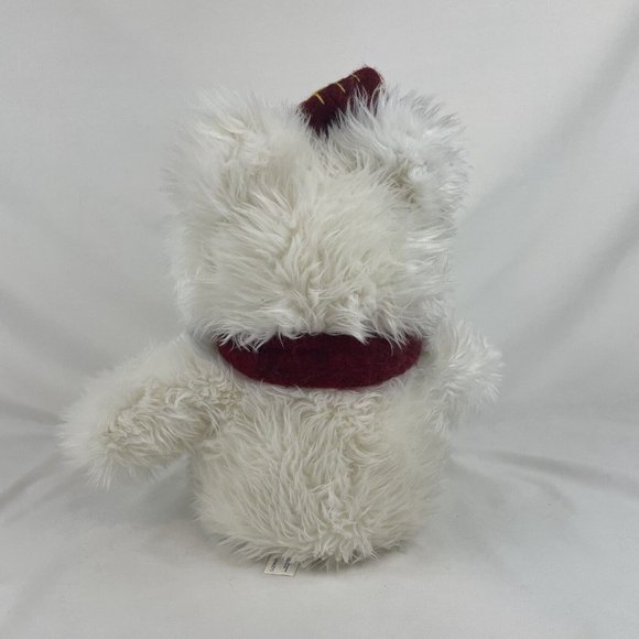 Main Joy Limited White Christmas Teddy bear 15” Plush Scarf & Bow Long Fuzzy Fur - Picture 3 of 7